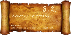 Bereczky Krisztián névjegykártya