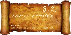 Bereczky Krisztián névjegykártya